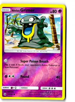 Alolan Grimer 57/149 Common Sun & Moon Pokemon Reverse Holo Lightly Played - Image 1