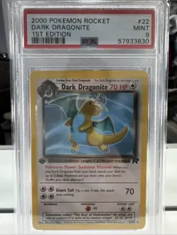 2000 Pokemon Team Rocket Dark Dragonite #22 1st Edition PSA 9 Mint WOTC - Image 1