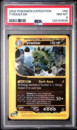 2002 POKEMON EXPEDITION #66 TYRANITAR PSA 8 - Image 1