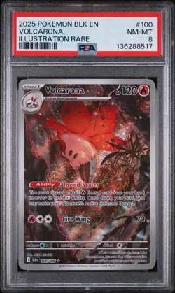 2025 POKEMON BLK EN-BLACK BOLT ILLUSTRATION RARE #100 VOLCARONA PSA 8 - Image 1