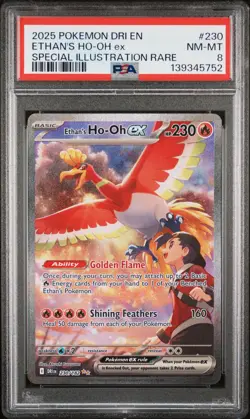 2025 POKEMON DRI EN-DESTINED RIVALS #230 ETHAN'S HO-OH EX PSA 8 - Image 1