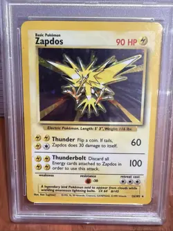 1999 WOTC Pokemon Base Set Unlimited #16 Zapdos Holo PSA 5 - Image 2