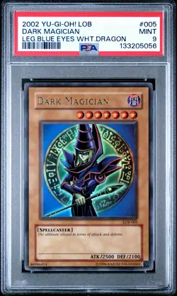 2002 YU-GI-OH! LOB-LEGEND OF BLUE EYES WHITE DRAGON #005 DARK MAGICIAN PSA 9 - Image 1