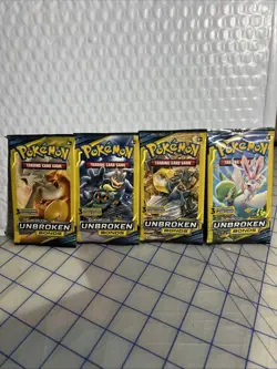 Pokemon Sun & Moon Unbroken Bonds 3 Card Mini Booster Pack 4 Packs Art Set - Image 1