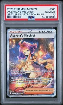 2025 POKEMON MEG EN-MEGA EVOLUTION #183 ACEROLA'S MISCHIEF PSA 10 - Image 1