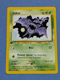 Zubat 59/64 1st Edition Mint Neo Revelation Wotc Pokemon TCG Common Card - Image 1