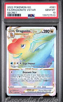 PSA 10 Dragonite VStar Full Art Rainbow 081/078 Pokemon Go - READ DESCRIPTION❗ - Image 1