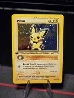 Neo Genesis Pichu Holo 1st Edition LP-NM. Pokemon 12/111 Foil is super clean - Image 1