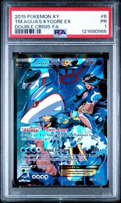 PSA 1 Team Aqua’s Kyogre EX 2015 Pokemon XY Double Crisis Full Art Rare - Image 1