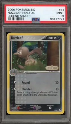 Pokemon Nuzleaf EX Legend Maker Reverse Holo #41 PSA 9 Mint - Image 1