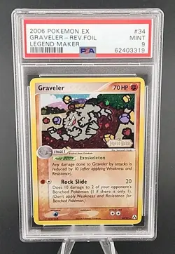 PSA 9 Mint 2006 Pokemon Graveler EX Legend Maker Reverse Holo Foil #34 - Image 1