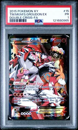 PSA 1 Team Magma’s Groudon EX 2015 Pokemon XY Double Crisis Full Art Rare 15/34 - Image 1