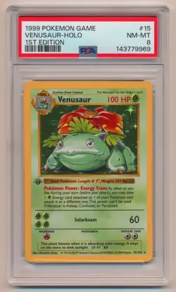 PSA 8 Pokemon Base Set 1st Edition Holo Rare Venusaur 15/102 NM/MINT Condition!! - Image 1