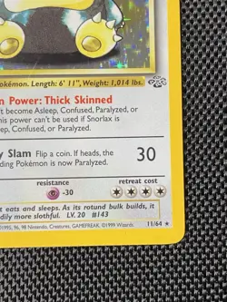1999 Pokemon Jungle 11/64 Unlimited Snorlax Holo WOTC LP - Image 4