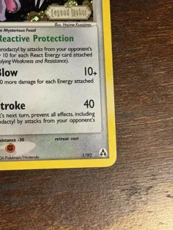 Pokemon TCG Aerodactyl 1/92 Reverse Holo STAMP Rare Legend Maker NEAR MINT - Image 4