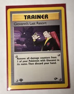 LP Pokemon Vintage Gym Challenge Giovanni's Last Resort 1st Edition 105/132 Rare - Image 1