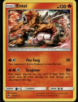 Entei Rare SM Lost Thunder 47/214 Fire Normal Pokemon Card - Image 1