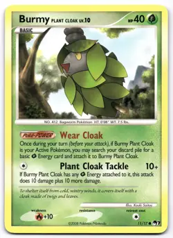 Burmy Plant Cloak 011/017 POP Series 7 Pokemon Card Vintage | LP - Image 1