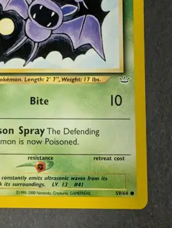 Zubat 59/64 Neo Revelation 1st Edition Wotc Pokemon TCG Common Card Mint - Image 4