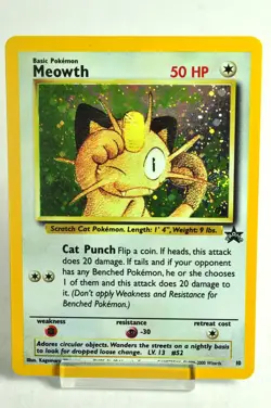 Pokemon card TCG Meowth No.10 Wizards Black Star Promos 2000 English MP Swirl - Image 1