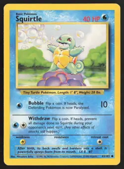 Pokemon TCG | Squirtle 63/102 | Common | Base Set | Lightly Played - Image 2
