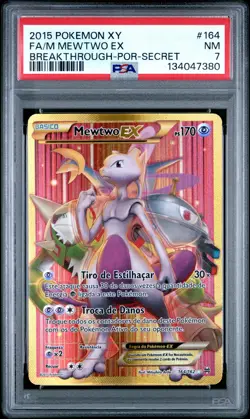 2015 POKEMON XY BREAKTHROUGH PORTUGUESE-SECRET #164 FULL ART/MEWTWO EX PSA 7 - Image 1
