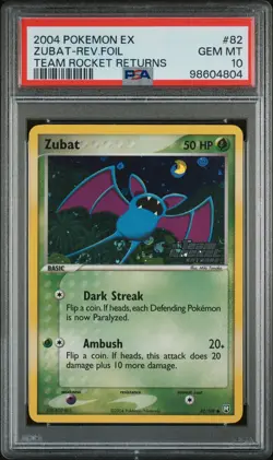 2004 POKEMON EX TEAM ROCKET RETURNS #82 ZUBAT-REVERSE FOIL PSA 10 - Image 1