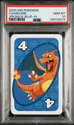 2020 UNO POKEMON JPN BACK-BLUE-#4 CHARIZARD PSA 10 - Image 1