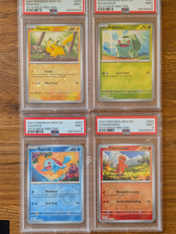 4X LOT 2024 Pokemon MEW 151 Costco Mini Tins PSA 9 Cosmos Holo Pikachu Squirtle - Image 1