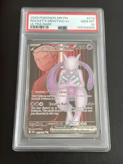 2025 POKEMON DRI EN-DESTINED RIVALS ULTRA RARE TEAM ROCKET'S MEWTWO EX PSA 10 - Image 1