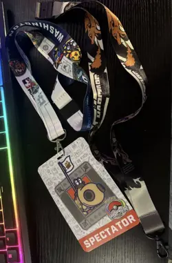 Pokemon 2019 World Championships Washington DC Pikachu & Eevee Pins & Badge - Image 3