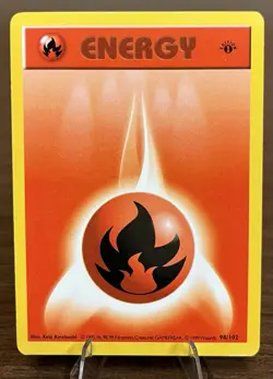 Pokemon TCG Base Set 1st Edition 1999 Fire Energy 098/102 Shadowless - LP - Image 1