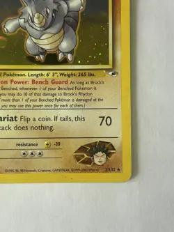 Brock’s Rhydon 2/132 Pokemon Card Holo Rare Gym Heroes 2000 - Image 5