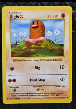 Near Mint Diglett 47/102 - Base Set Shadowless / Unlimited - Pokemon Cards - NM - Image 1