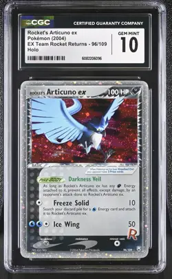 CGC 10 Rocket's Articuno ex Team Rocket Returns 96/109 Holo SWIRL Pokemon Card - Image 1