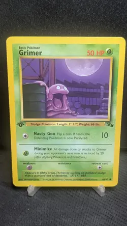 Pokemon TCG Grimer Fossil, 1st Edition Common Card 48/62 - Image 1