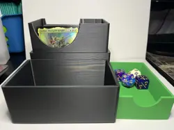 Deck Card Box w/Dice Tray - Holds 125 Sleeved Cards - Black/Green - MTG/Pokemon - Image 1