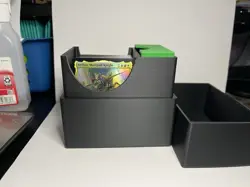 Deck Card Box w/Dice Tray - Holds 125 Sleeved Cards - Black/Green - MTG/Pokemon - Image 3