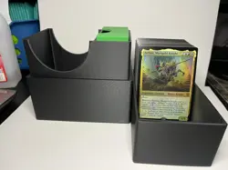Deck Card Box w/Dice Tray - Holds 125 Sleeved Cards - Black/Green - MTG/Pokemon - Image 4