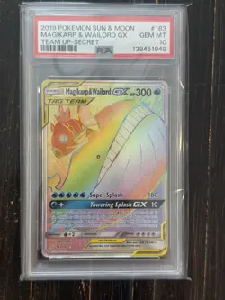 Pokemon Magikarp & Wailord GX Secret Rare Holo Team Up 183/181 PSA 10 2019 - Image 1