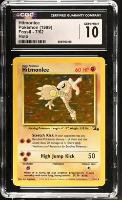 1999 Pokemon Fossil Hitmonlee Holo CGC 10 #7/62 - Image 1