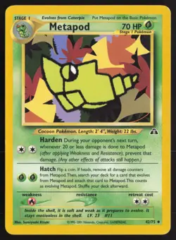 Pokemon TCG | Metapod 42/75 | Uncommon | Neo Discovery | Lightly Played - Image 2