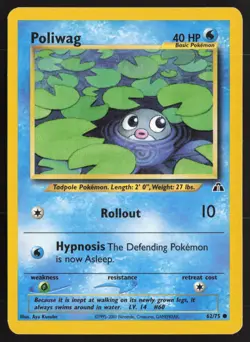 Pokemon TCG | Poliwag 62/75 | Common | Neo Discovery | Lightly Played - Image 2