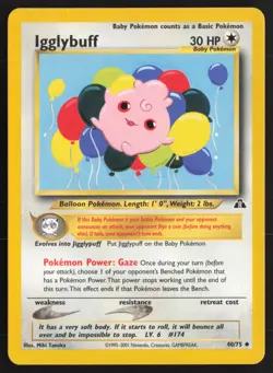 Pokemon TCG | Igglybuff 40/75 | Uncommon | Neo Discovery | Lightly Played - Image 2