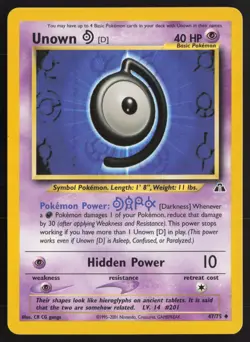 Pokemon TCG | Unown [D] 47/75 | Uncommon | Neo Discovery | Lightly Played - Image 2