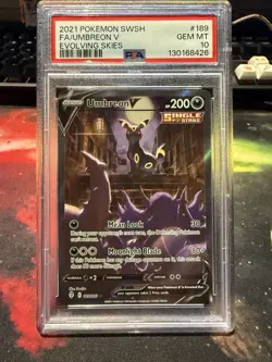 Pokemon Evolving Skies 2021 Umbreon v #189/203 PSA 10 Alt Art - Image 1