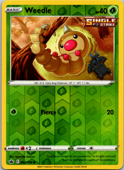 ❄Pokemon TCG - Weedle - 001/198 - Reverse Holo - Chilling Reign - NM❄ - Image 1