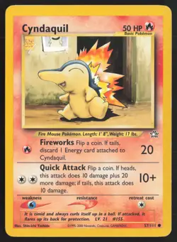 Pokemon TCG | Cyndaquil 57/111 | Common | Neo Genesis | Lightly Played - Image 2