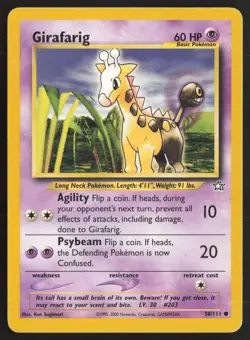 Pokemon TCG | Girafarig 58/111 | Common | Neo Genesis | Lightly Played - Image 2
