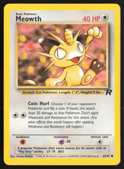 Pokemon TCG | Meowth 62/82 | Common | Team Rocket | Lightly Played - Image 2